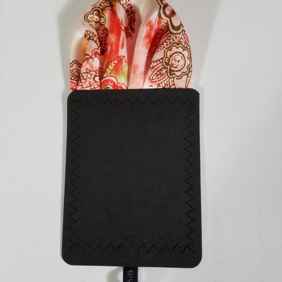 NEW Silk Pre-Folded Fan Design Pocket Square Insert - Melon Orange Floral - Picture 3 of 7